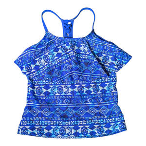 Seasonal - INK BATIK TANKINI -- TOP ONLY -- UPF 50+ Blue - Size 12